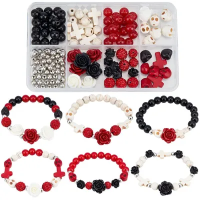 Armband-Bastelset, 6 Sets, Gothic Halloween, 144 Teile