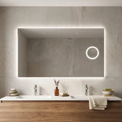 Immagine prodotto di Specchio rettangolare cm 120x70 con ingranditore retroilluminato a led