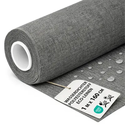 Produktbild von Polyesterstoff wasserdicht Stoff Meterware 10 M m x 160 cm - markisenstoff markisenstoffe canvas und polsterstoff möbelstoff futterstoff segeltuch und vorhangstoff Grau Eco-leine