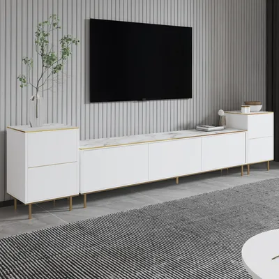 Produktbild von Skye Decor, Imaj - Marble, White, TV-Ständer, Weißer Marmor, 100 % MELAMINBESCHICHTETE SPANPLATTEN, 180 x 45,2 x 35 cm