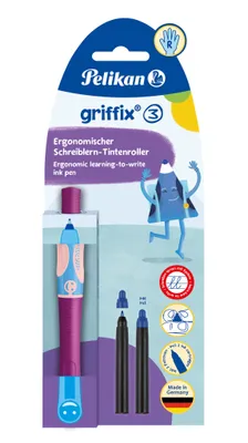 Produktbild von Pelikan griffix® Tintenschreiber für Rechtshänder, Sweet Berry, Stick Pen, Beere, Blau, Kunststoff, Rechtshändig, Sichtverpackung