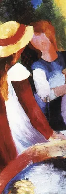 Produktbild von August Macke Kunstdruck Bild - Mädchen Unter Bäumen, Detail (91 x 30 cm)