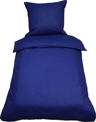 Produktbild von 2 teilige Uni Bettwäsche 135 x 200 cm blau Einfarbig Renforce Baumwolle Garnitur