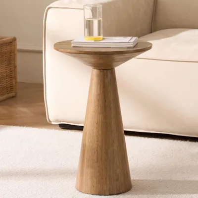 Runde Beistelltisch Ø34xH50 cm, Pilzform, Natur, Holz-MDF