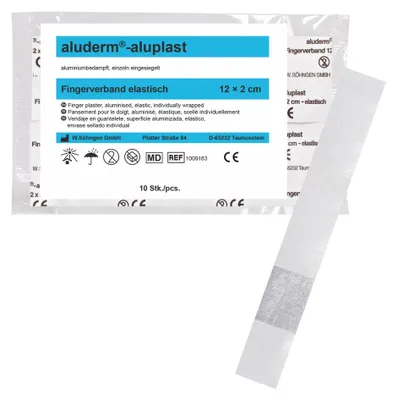 Produktbild von SÖHNGEN 1009163 aluderm®-aluplast Fingerverband - elastisch, 12 x 2 cm, 10 Stück