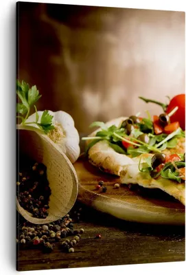 Produktbild von Bild auf Leinwand - Leinwandbild - Einteilig - Pizza Vegetarier Italien Essen - 50x70cm - Wand Bild - Wanddeko - Wandbilder - Leinwanddruck - Wanddekoration - Leinwand bilder - Wandbild - PA50x70-2540