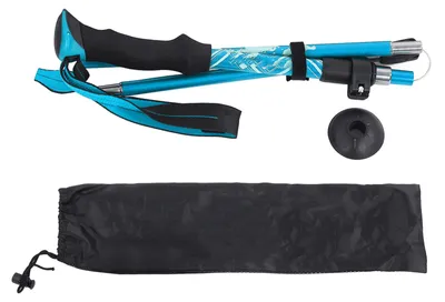 Produktbild von Wanderstock, Aluminiumlegierung, teleskopisch, zusammenklappbar, multifunktionaler Outdoor-Gehstock für Männer und Frauen, Himmelblau