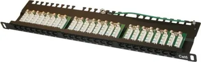 Image de XtendLan Panneau de brassage 19", 0.5U, 24 ports RJ-45, Cat6, noir, LSA