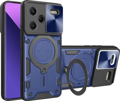Image de Étui pour Xiaomi Redmi Note 13 Pro+ 5G étui durable à double couche avec protection de l'appareil photo et anneau de support Bleu