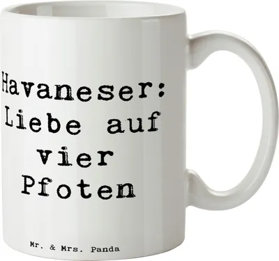 Produktbild von Mr. & Mrs. Panda Becher Spruch Havaneser Liebe - Weiß - Geschenk, Eigenschaften, Hunderassen, Freunde, Keramiktasse, Erziehung, Hunderasse, Tasse, Kaffeebecher, Begleiter