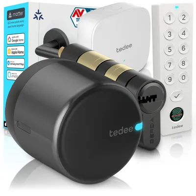 Immagine prodotto di tedee GO2 Alu Serratura Smart WiFi | Impronta Digitale, Accesso Remoto, Cilindro Classe 6 Antieffrazione | Matter, Alexa, Google, Apple HomeKit