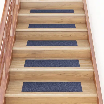 Image de The Living Store Tapis d'escalier autocollant 15 pcs. 76x20 cm Gris bleu