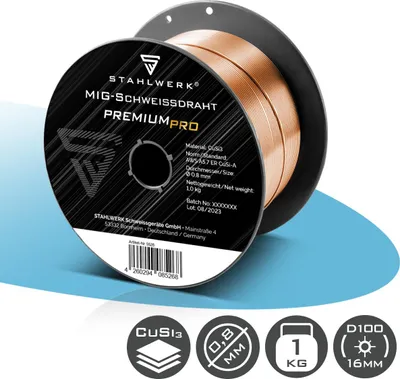 Produktbild von STAHLWERK Schweißdraht MIG MAG CuSi3 0,8 mm 1 kg Drahtrolle