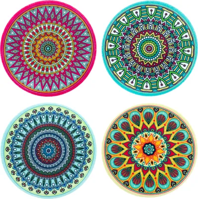 Produktbild von Oblique Unique 4 Filz Untersetzer Mandala  Ø 12cm Glasuntersetzer Untersetzer für Gläser Tassen robust und hochwertig