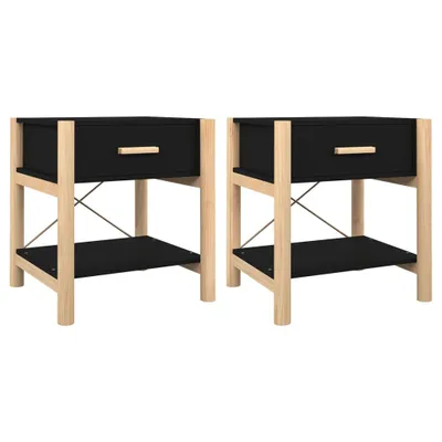Produktbild von "2026 MODERNE"Nachttisch 2er Set, für Schlafzimmer - elegantes Design - Nachtkommode - Schwarz 42x38x45cm Holzwerkstoff - Nachttische & -schränke NeuMöbel983201