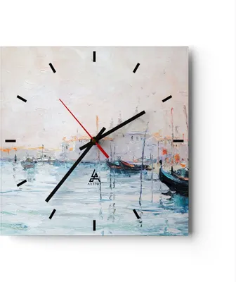 Produktbild von Wanduhr - Quadrat - Glasuhr - Venedig Basilika - 30x30cm - Schleichendes Uhrwerk - Lautlos - zum Aufhängen bereit - Dekoration Modern - Wanddekoration aus Glas - C3AC30x30-3662