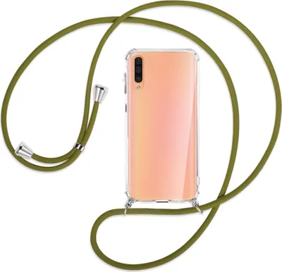 Produktbild von Handykette Backcover-Schutzhülle mit Band (Metall silberfarben) für Samsung Galaxy A50 - khaki
