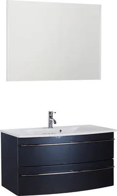 Produktbild von Marlin Badmöbel-Set 3040 BxHxT 91 x 198,2 x 51 cm Frontfarbe anthrazit mit Waschtisch Keramik weiß, Spiegel mit LED-Bele