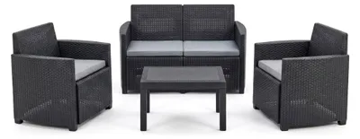 Produktbild von Dmora Gartenmöbel-Set Riccione Schwarz-Anthrazit, 4 Sitze und Tisch