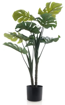 Produktbild von Meisterhome Monstera Kunstpflanze 90 cm – Künstliche Zimmerpflanze groß – Realistische Fensterblatt Pflanze – Tropische Deko Pflanze mit Topf