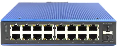 Produktbild von DIGITUS Industrieller 16+2-Port L2 managed Gigabit Ethernet PoE Switch