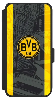 Produktbild von NIVOCASE Klapphülle für Samsung Galaxy S25  Handyhülle aus Kunst Leder NIVOflip schwarz BVB Borussia Dortmund Stadion