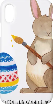 Produktbild von Mr. & Mrs. Panda Iphone 10 Handyhülle Hase Eier Malen - Weiß - Geschenk, Cover, Frohe Ostern, Handy, X, Case, Kaninchen, Ostergrüße, Osterhase