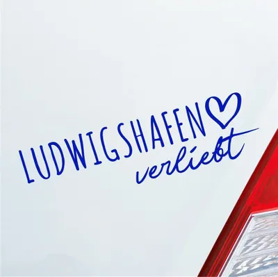 Produktbild von Auto Aufkleber Hellweg Druckerei Ludwigshafen verliebt Herz Stadt Heimat Liebe Car 19x19 cm Dunkelblau Sticker Heckscheibenaufkleber
