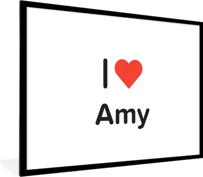 Produktbild von MuchoWow® Gerahmtes Poster Ich liebe - Amy - Mädchen 80x60 cm - Poster mit Schwarzem Bilderrahmen Wandposter Rahmen Foto Bilder - Schlafzimmer-Dekorationen - Fotoposter