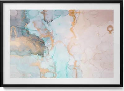 Produktbild von Abstrakter Marmor– Wandbild mit Rahmen – Gerahmtes Bild  – Wanddekoration – 100x70 cm –  Schwarz Rahmen