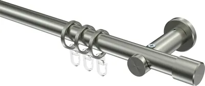 Produktbild von Interdeco Gardinenstange / Vorhangstange Edelstahl-Optik, Typ Platon Santo (Kappe), 20 mm Ø 1-läufig, 400 cm