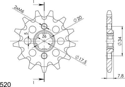 Produktbild von Ritzel Supersprox 520 - 13Z CST-327:13|grobverzahnt 17,5/20,0
