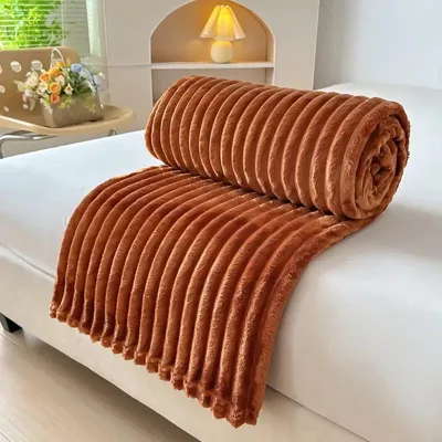 Obrázek produktu pro sametová deka 150x200 cm - Měkká a pohodlná, celoroční deka, flanel, stroj, rezavě červená
