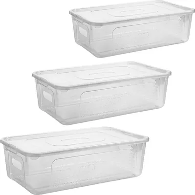 Produktbild von Praktische Aufbewahrungsboxen mit Deckel, stapelbar, 5 Liter, 3er Set, transparent, stabil
