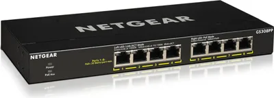 Produktbild von GS308PP 8-Port Gigabit PoE+ unmanaged Switch mit 4 PoE Ports, Desktop Metallgehäuse, lüfterlos, Total PoE  Budget 83W, Erweiterbares