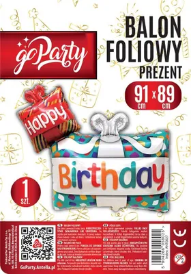 Produktbild von Folienballon „Geschenk“ 91 x 89 cm – GoParty