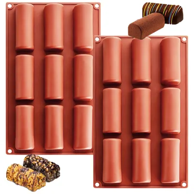 2 Silikon-Backformen, 9 Vertiefungen, 30x18x3,2 cm, rot, antihaft