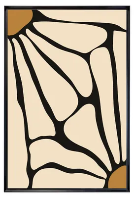 Image de Tableau mural encadré feuille abstraite graphique 80x120 cm, Tableau mural moderne pour décoration intérieure