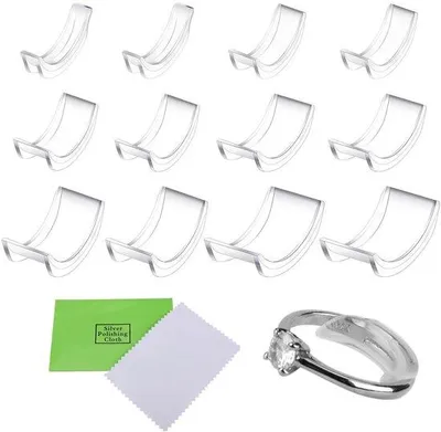 Productafbeelding van Allecto - Set van 14 ringmaatverstellers - Ringmaatregelaars - Inclusief poetsdoek - Transparant - Geschikt voor mannen en vrouwen - Ideaal voor...