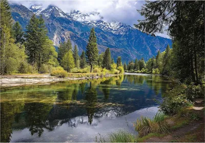 Produktbild von Fototapete 3D Effekt Berge Landschaft - 350x250 cm - inklusive kleister - Vlies Tapete - Vliestapete Wohnzimmer Schlafzimmer Küche Modern Wandtapete