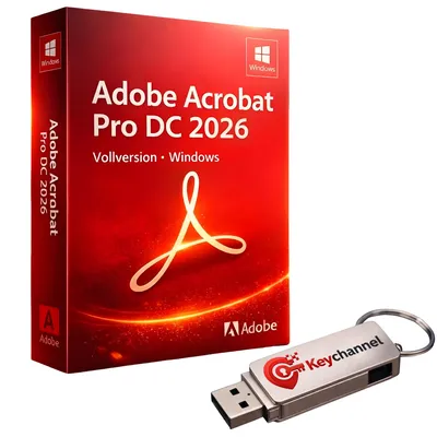Produktbild von Adobe Acrobat Pro DC 2026 | Vollversion für Windows | Produktschlüssel + USB-Stick
