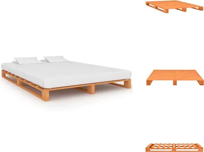 Produktbild von vidaXL Palettenbett Braun Massivholz Kiefer 160×200 cm -  Betten & Bettgestelle