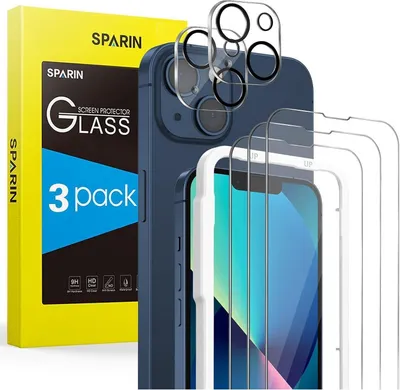 Produktbild von SPARIN Schutzfolie für iPhone 13 6,1 Zoll, 3 Displayschutz + 2 Kameraschutz, 9H Hartglas