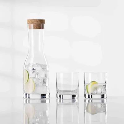 Immagine prodotto di Set da tavola in vetro Bohemia, composto da: caraffa, 2 bicchieri e 1 tappo