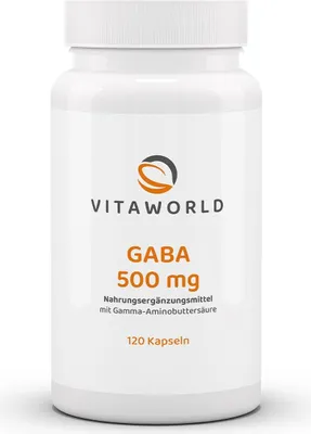 Produktbild von Vitaworld Gaba 500 mg | 120 Kapseln | 500 mg GABA pro Kapsel | vegan