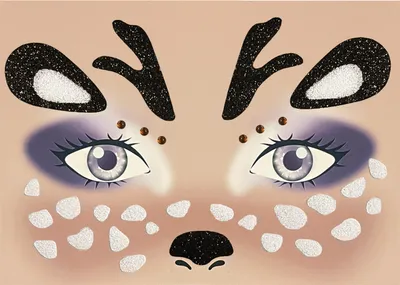 Produktbild von Oblique Unique Rentier Gesicht Sticker Set Tiergesicht Aufkleber für Fasching Karneval Geburtstag Kinder Motto Party