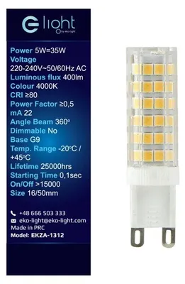Produktbild von LED-Lampe 3,5W G9 neutral 4000K Eco-light EKZA312 weiß, Glas