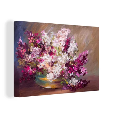 Produktbild von OneMillionCanvasses® - Leinwandbilder - 150x100 cm, Ölfarbe - Flieder - Farben, Wandbilder Kunstdruck Wanddekoration