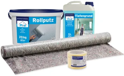 Produktbild von Plid Rollputz + Anstreichset 20kg für ca. 30m² - Streichputz Dekorputz Strukturfarbe Set