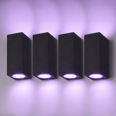 Produktbild von HOFTRONIC LED Wandleuchten Set 4x GU10 5,5W 400 Lumen RGBWW Schwarz IP44